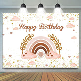 Lofaris Pink Cloud Rainbow Leaves Glitter Birthday Backdrop